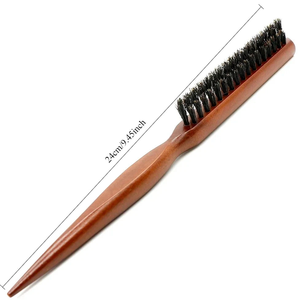 Natural Boar Bristle Hair Brush – Wood Handle Styling Comb
