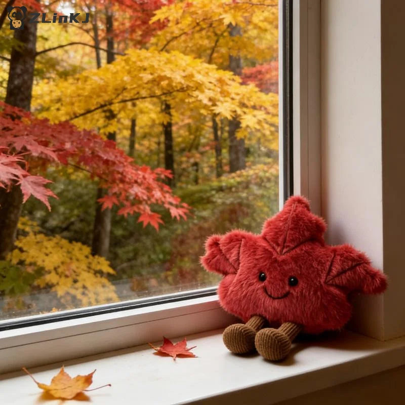 ▶1Pcs Cute Maple Leaf Doll Plush Keychain Toy Gift For Autumn Soft Stuffed Animal Collectible Toys Bag Pendant Zpaxo