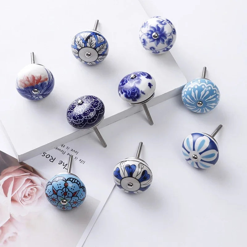 1PCS Multicolor Ceramic Knobs For Cupboard Cabinet Dresser And Furniture Antique Floral Drawer Handle Pull Door Knob Zpaxo