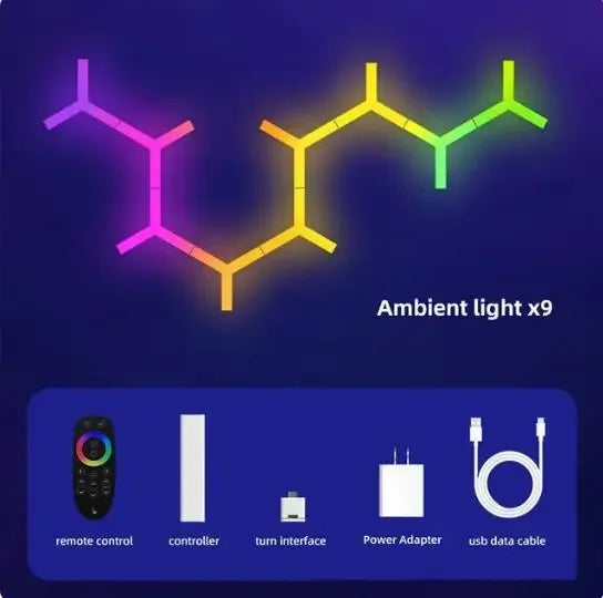 WIFI APP Smart Lamp Tuya Music Rhythm Control Splicing Ambient Zpaxo 9 PCS Set EU Plug