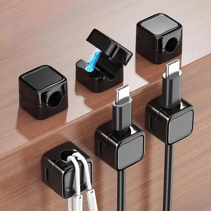 6pcs Magnetic Cable Clip Winder Holder Adhesive Wire Keeper Cord Cable Organizer Charging Line Winder Office Desktop Cable Clip Zpaxo
