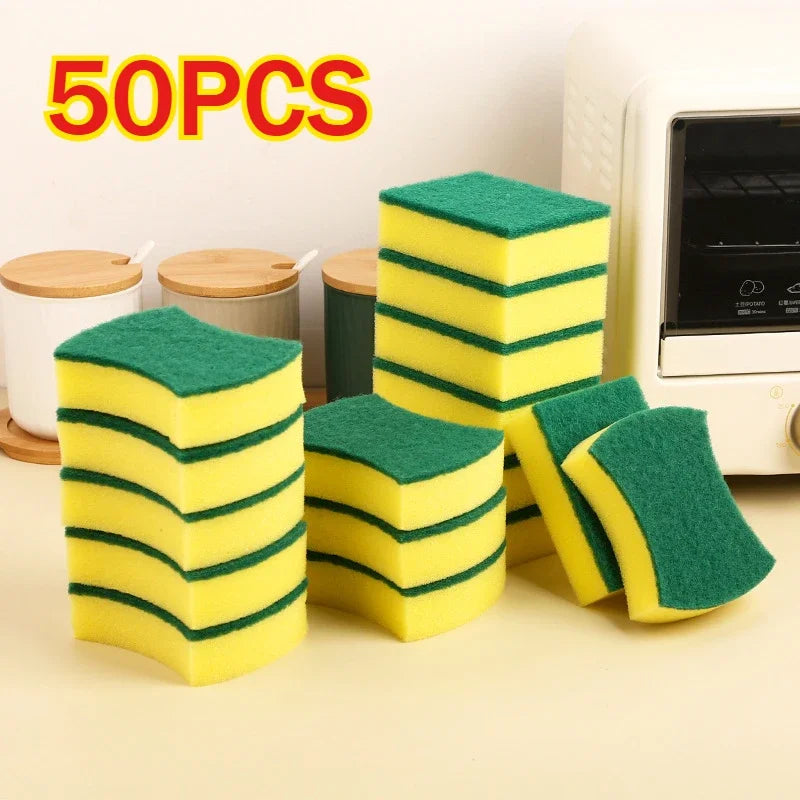 50/1Pcs Kitchen Dishwashing Sponge Soft Absorbent Clean Rub Pot Rust Scouring Pad Removing Kits Household Cleaning Brush Sponge Zpaxo 50PCS-Radian