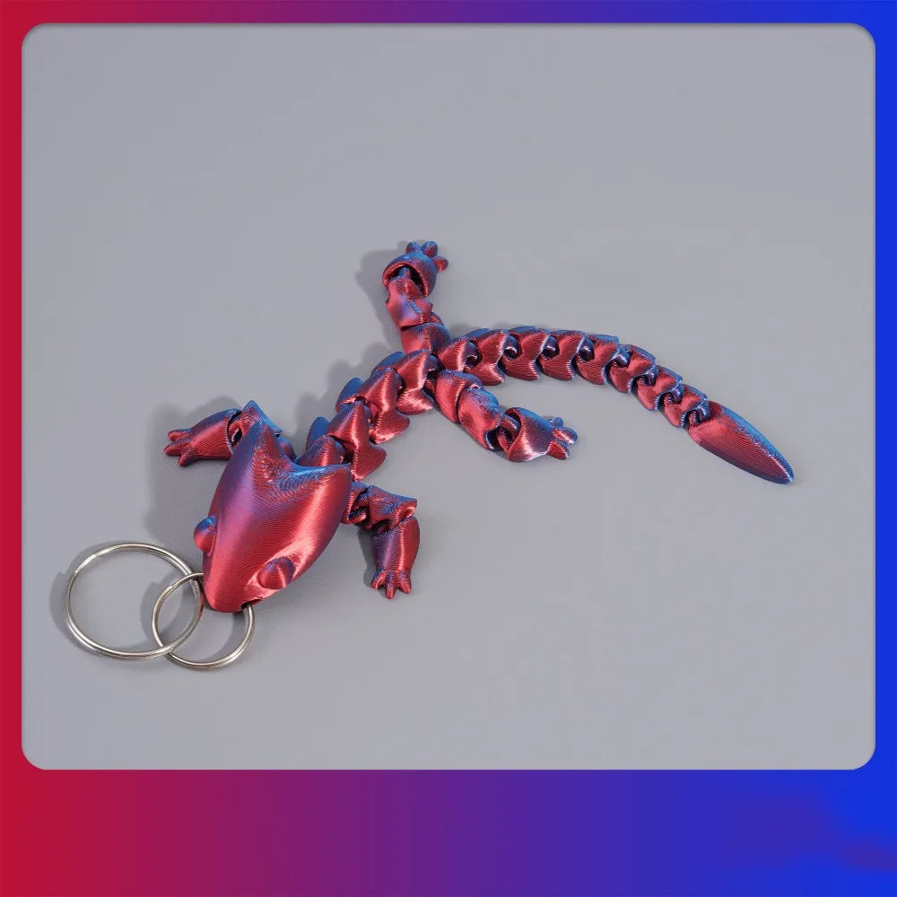 3D Printed Chinese Dragon Keychain Fidget Cartoon Adjustable Body Joints Pendant Mini Charms Articulated Dragon Lizard Zpaxo Style 12