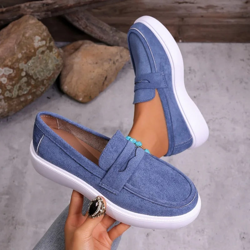 2026 Women's Sneakers Spring Slip Thick Soled Comfort Shoes Suede Zpaxo