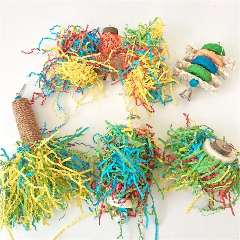 Interactive Bird Toy Natural Chew Colorful Paper Shredding Parrot