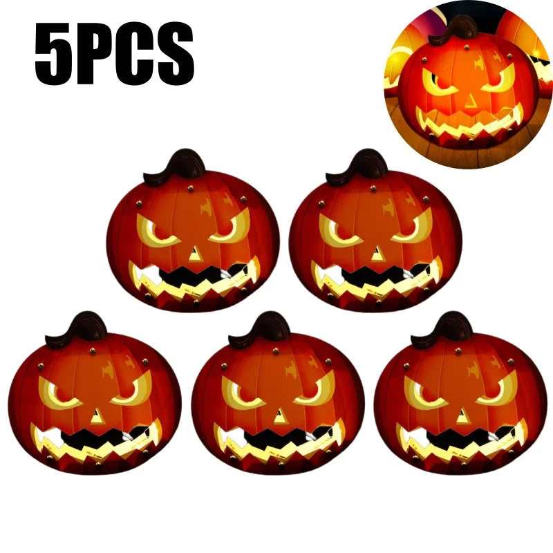 Halloween Pumpkin Lantern DIY Glowing Craft Kids Preschool Classroom Zpaxo 19.7x19.1cm 5PCS
