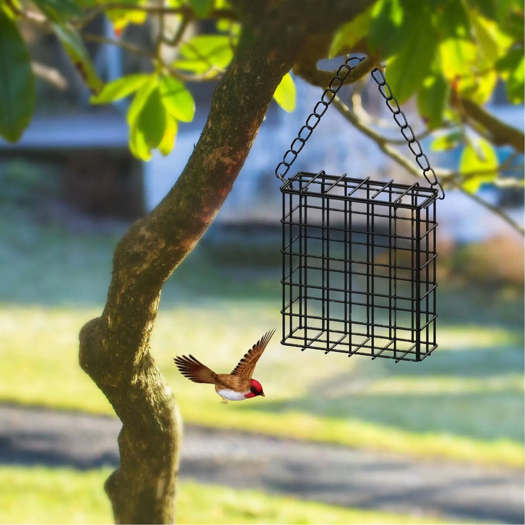 Suet Feeder Wild Birds Wire Metal Cage Fat Ball Bird Balcony Garden