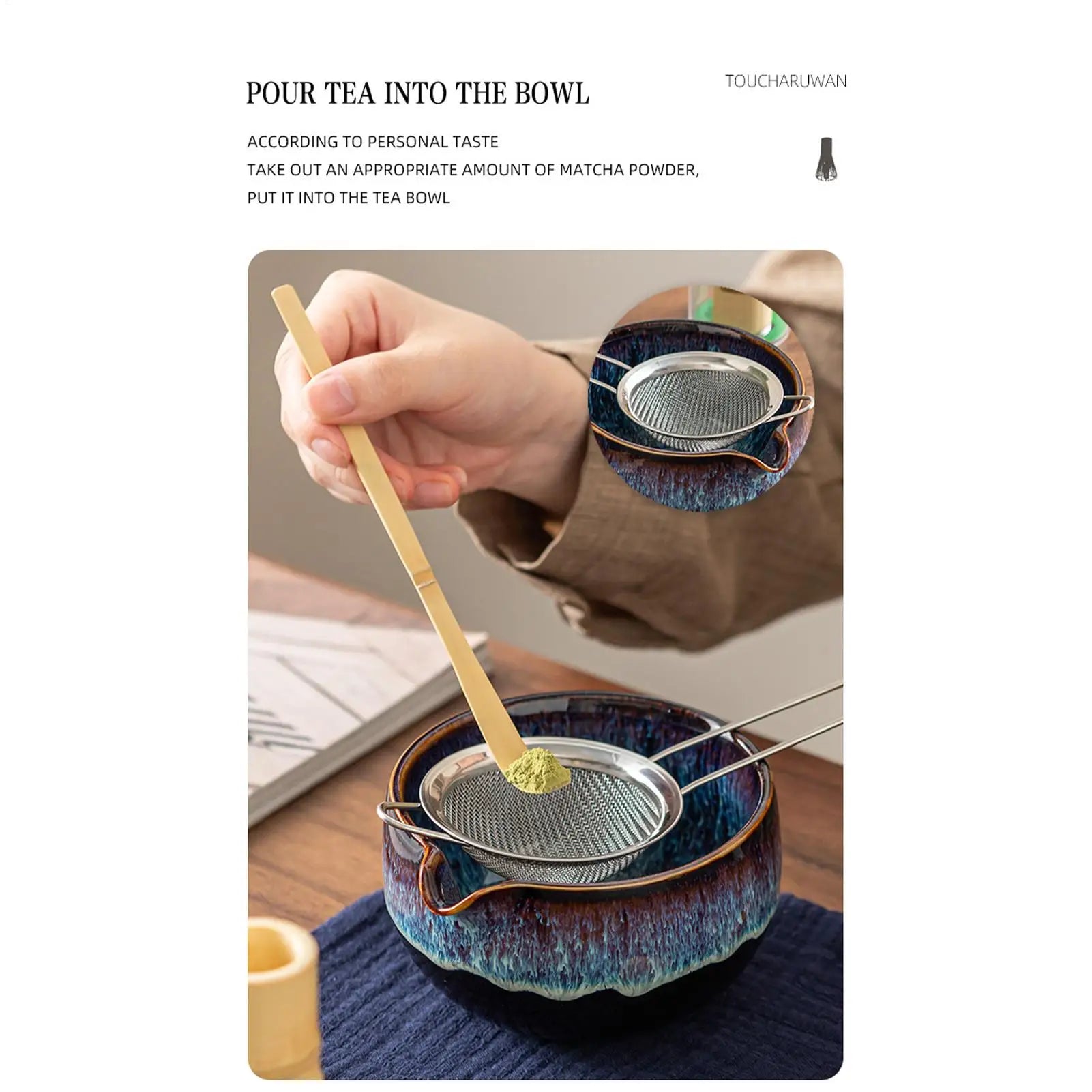 Japanese Matcha Tea Safe Bamboo Whisk Teaspoon Sets Bowl Holder
