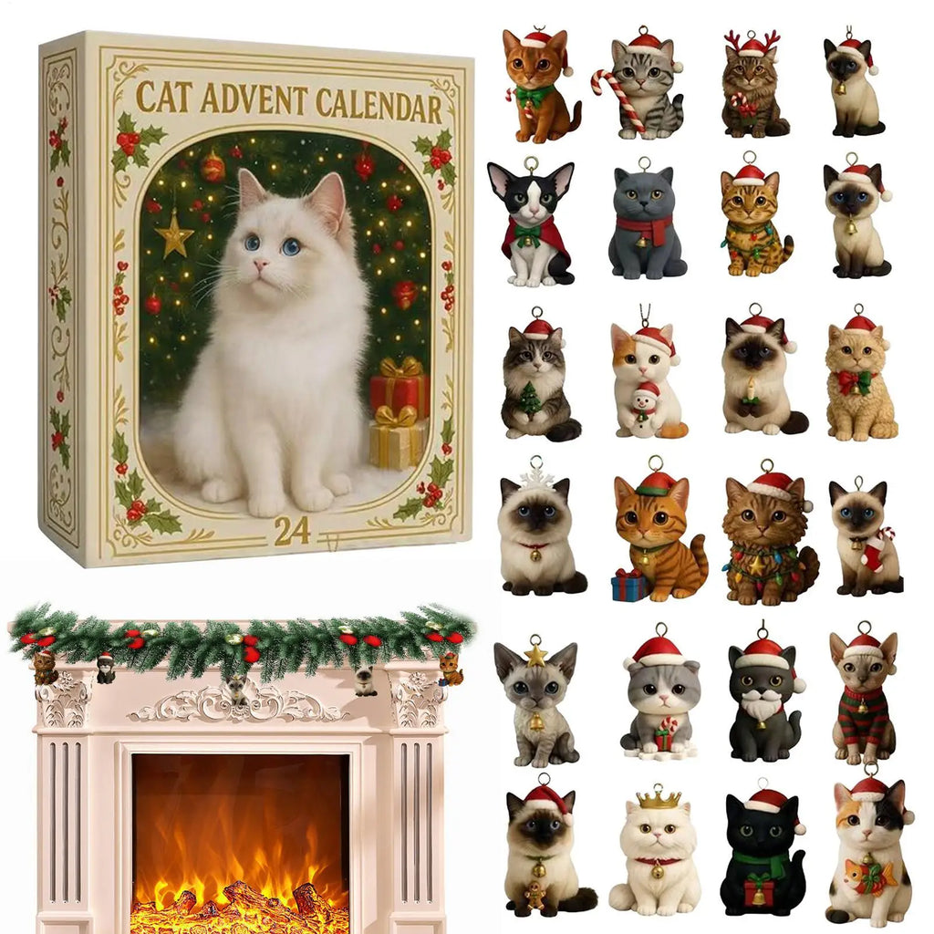 Cat Advent Calendar 2025 Christmas Countdown 24 Days 2D Acrylic