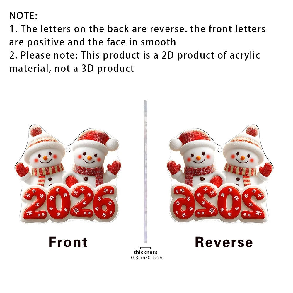 2026 Christmas Acrylic Santa & Reindeer Ornament Pendant Christmas Ornament Zpaxo