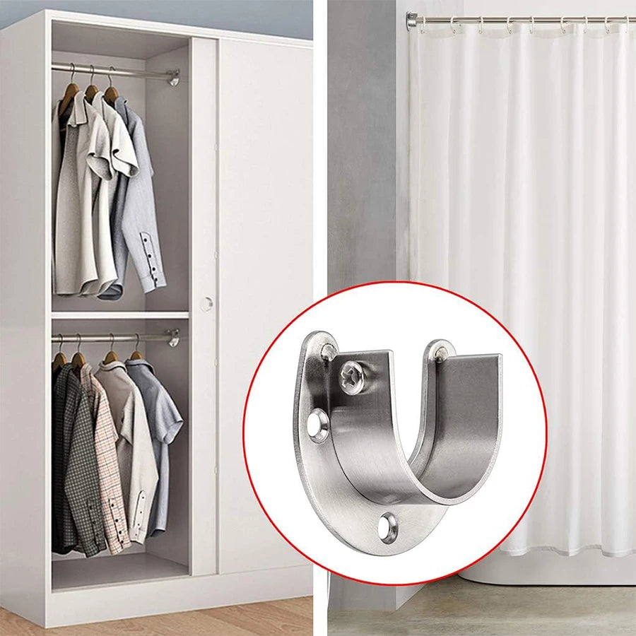 2Pcs Heavy Duty Stainless Steel Rod Socket Flange Rod Holder Pole Sockets Wardrobe Hanger Rod End Supports with Screws Zpaxo