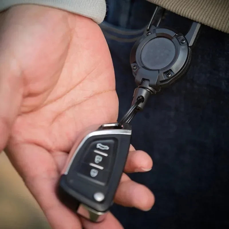 Retractable Keychain Heavy Duty Pull Carabiner Key Chains Strong Steel Wire Rope Buckle Spring Key Ring Outdoor Sporty Keychain Zpaxo