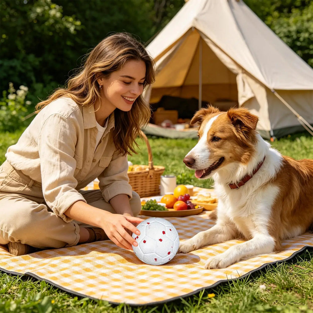Pet Toy Dog Ball Elastic Interactive Teeth Cleaning Chewers Toy Soccer Ball For Living Room Balcony Yard Garden Camping Travel Zpaxo