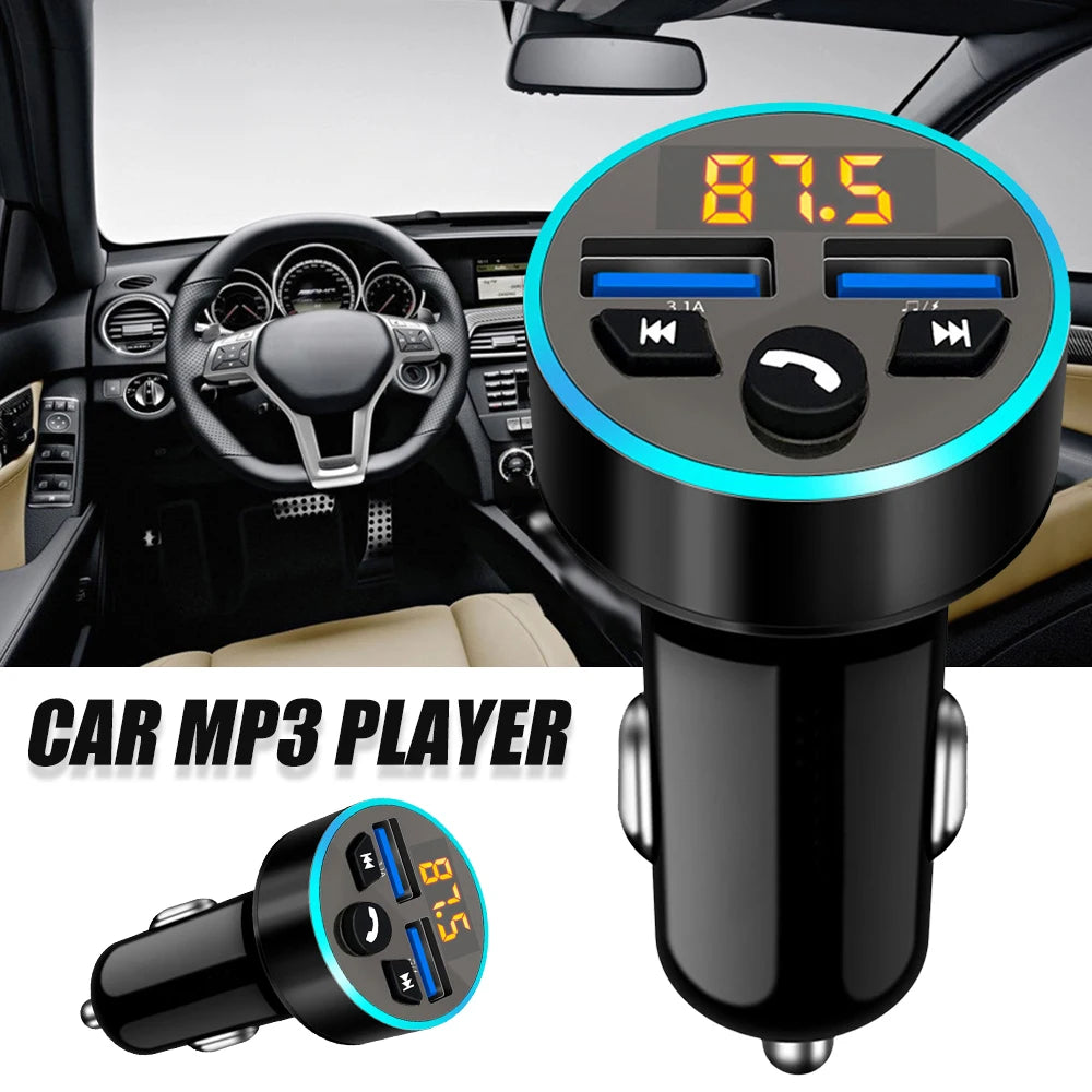 Bluetooth 5.0 FM Transmitter Handsfree Car Radio Modulator MP3/MP4 Player USB Super Quick Phone Charge Adapter for Automobile Zpaxo