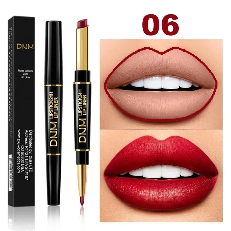 1 Matte Lipstick Pencil Double Ended Lip Liner Pen Red Nude Long Zpaxo 06