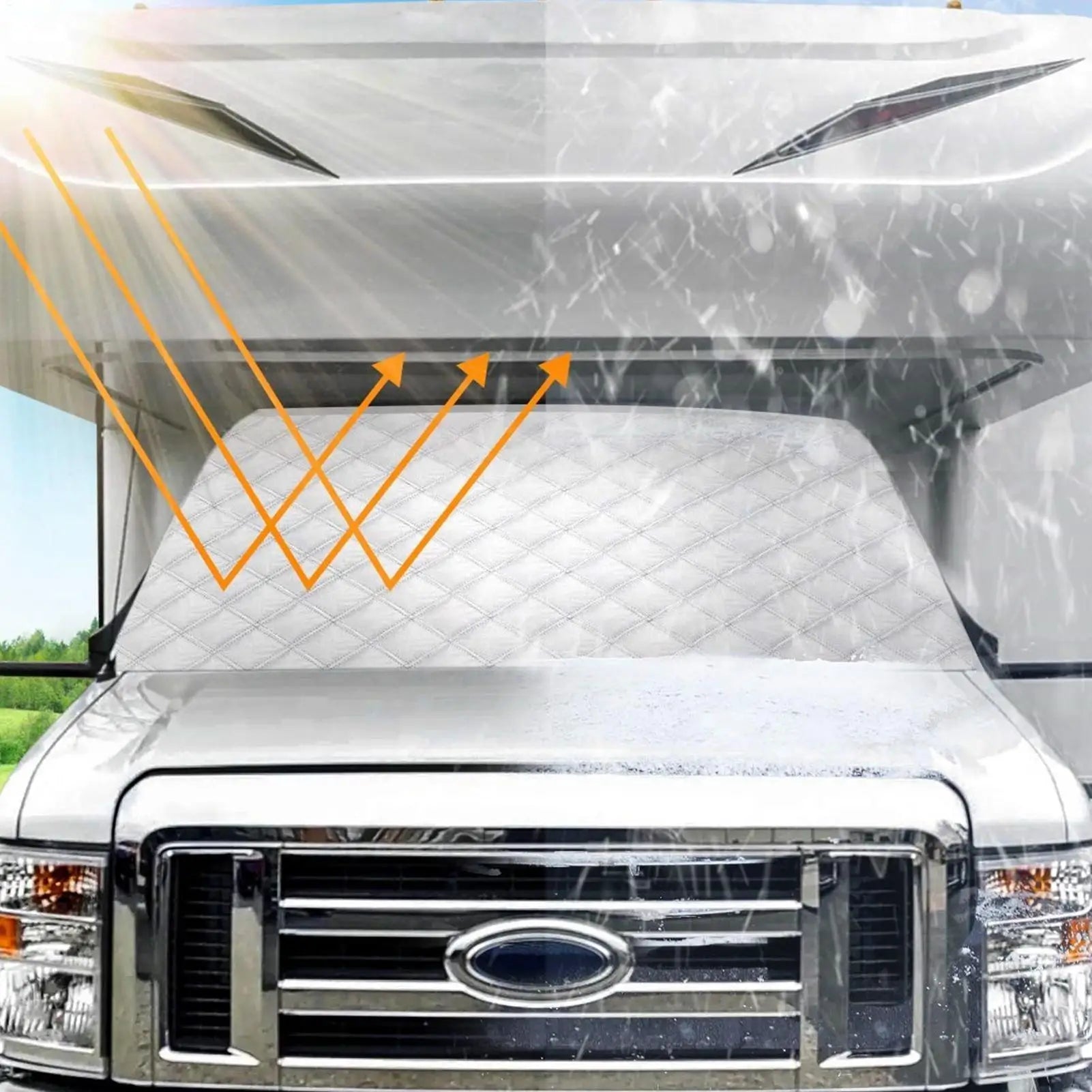 RV Windshield Sun Shade Waterproof UV-Proof Windscreen Ice Cover