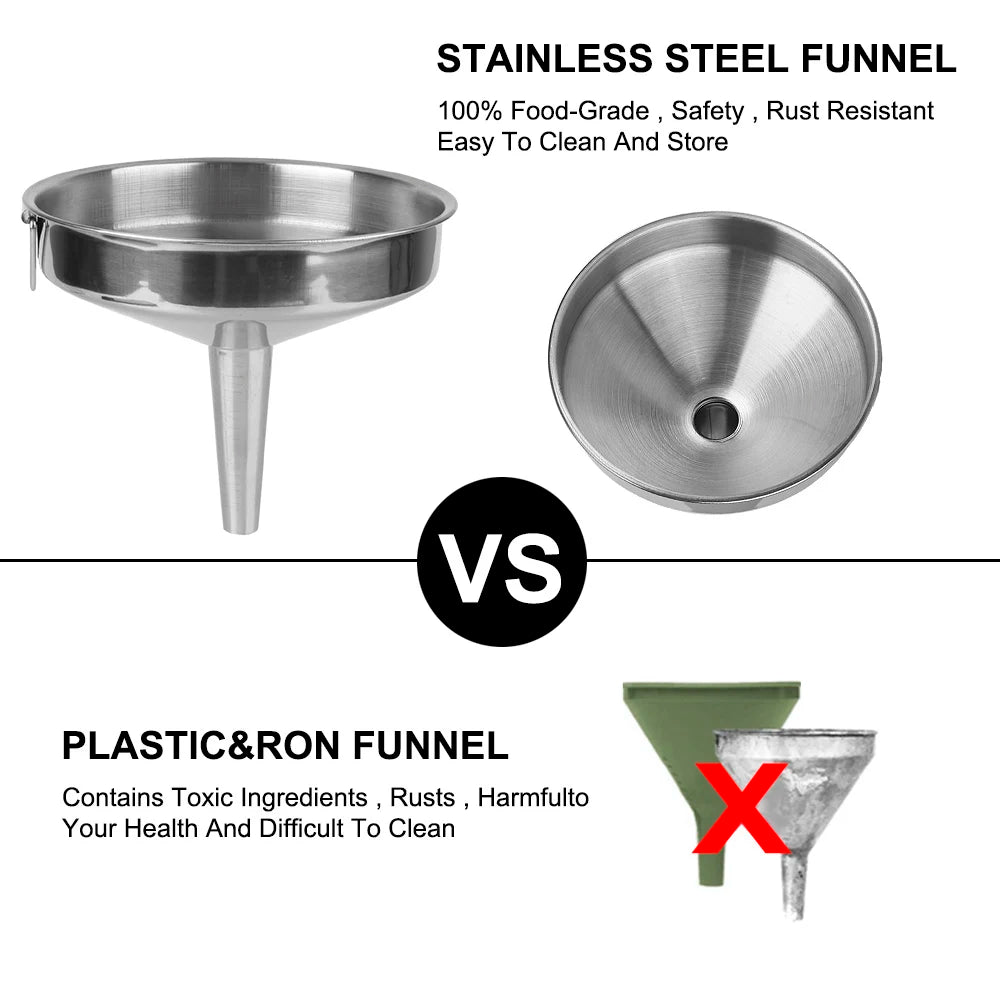 Wide Mouth Funnels For Canning Kitchen Tools Bar Wine Beer Oil Flask Funnel Stainless Steel Kitchen Accessories Metal Funnel Zpaxo