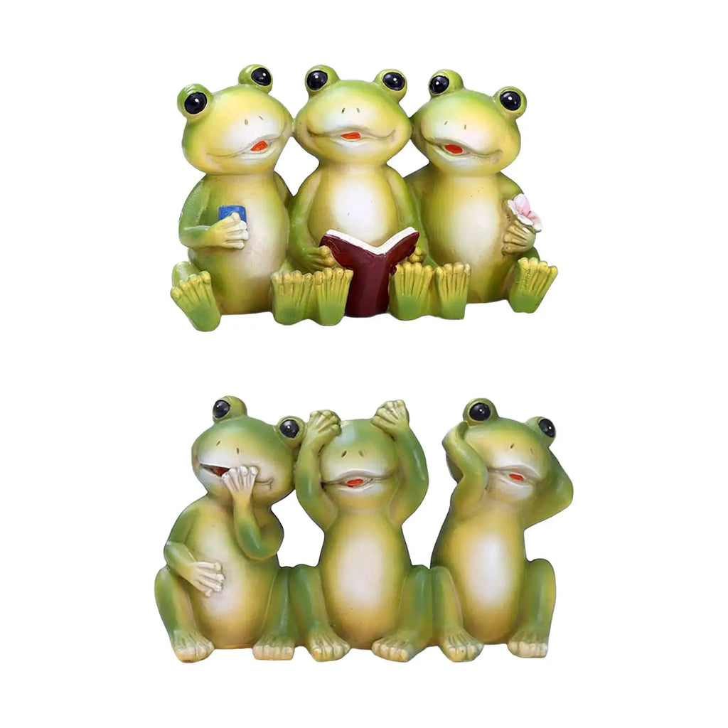 Frog Statue Creative Resin Cute Tabletop Ornament Garden Statue Decorative Figurine for Balcony Outside Yard Bedroom Table Zpaxo