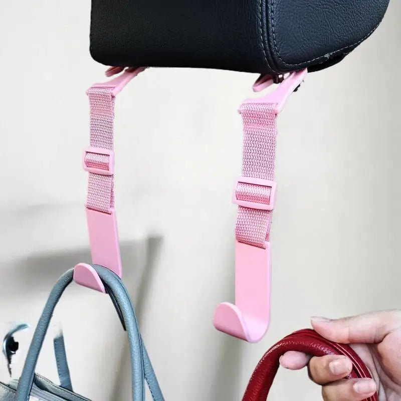 Car Seat Headrest Hooks 4-Pack – Adjustable Auto Storage Clips