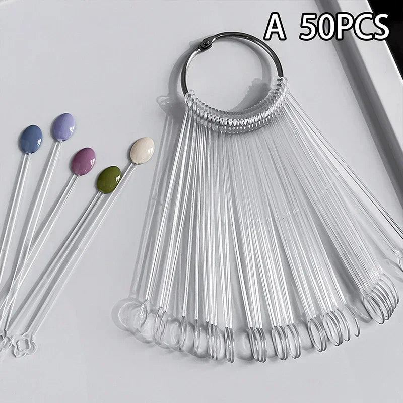 Nail Swatches Color Card Display Chart Gel Polish Template Nail Art Tips Sample Stand Nail Polish Practice Acrylic Palette Zpaxo A-50pcs