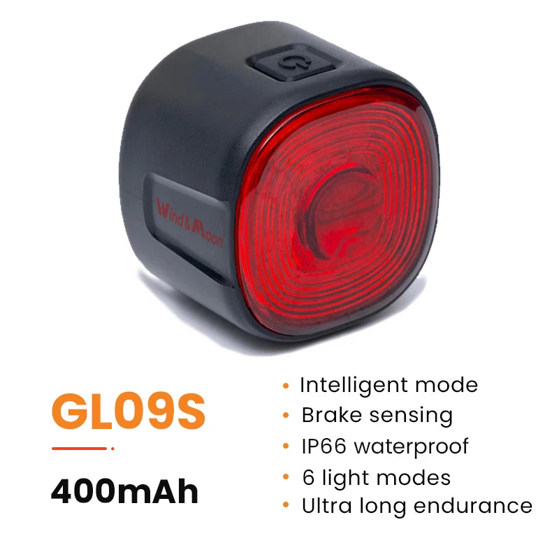 Bicycle Intelligent Brake Tail Light IP66 Waterproof 6 Light Modes High Brightness Bike Rear Lamp for Seat Post/Saddle/ Bag Zpaxo 09S Smart