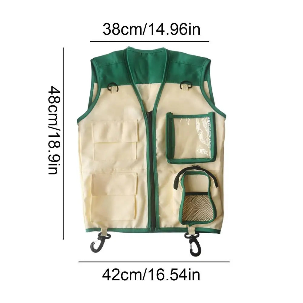 Kids Explorer Vest And Hat Outdoor Exploration Set Creative Vest And Hat Explorer Gear For Camping Hiking Beach Jungle Picnic Zpaxo Beige China Mainland