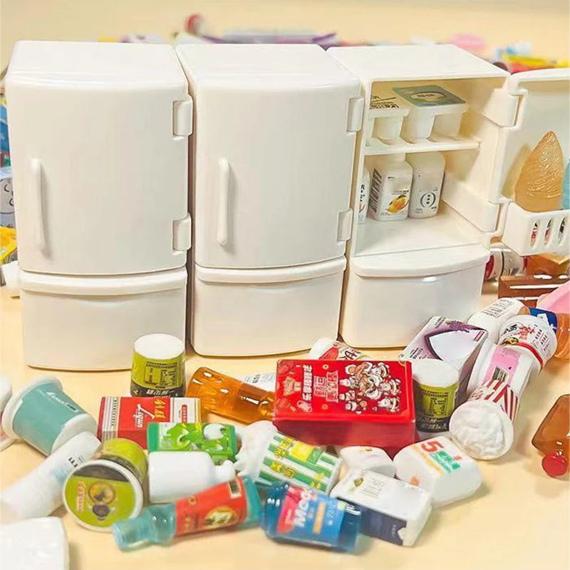 Mini 1 12 Dollhouse Kitchen Furniture White Refrigerator Food Unique Zpaxo