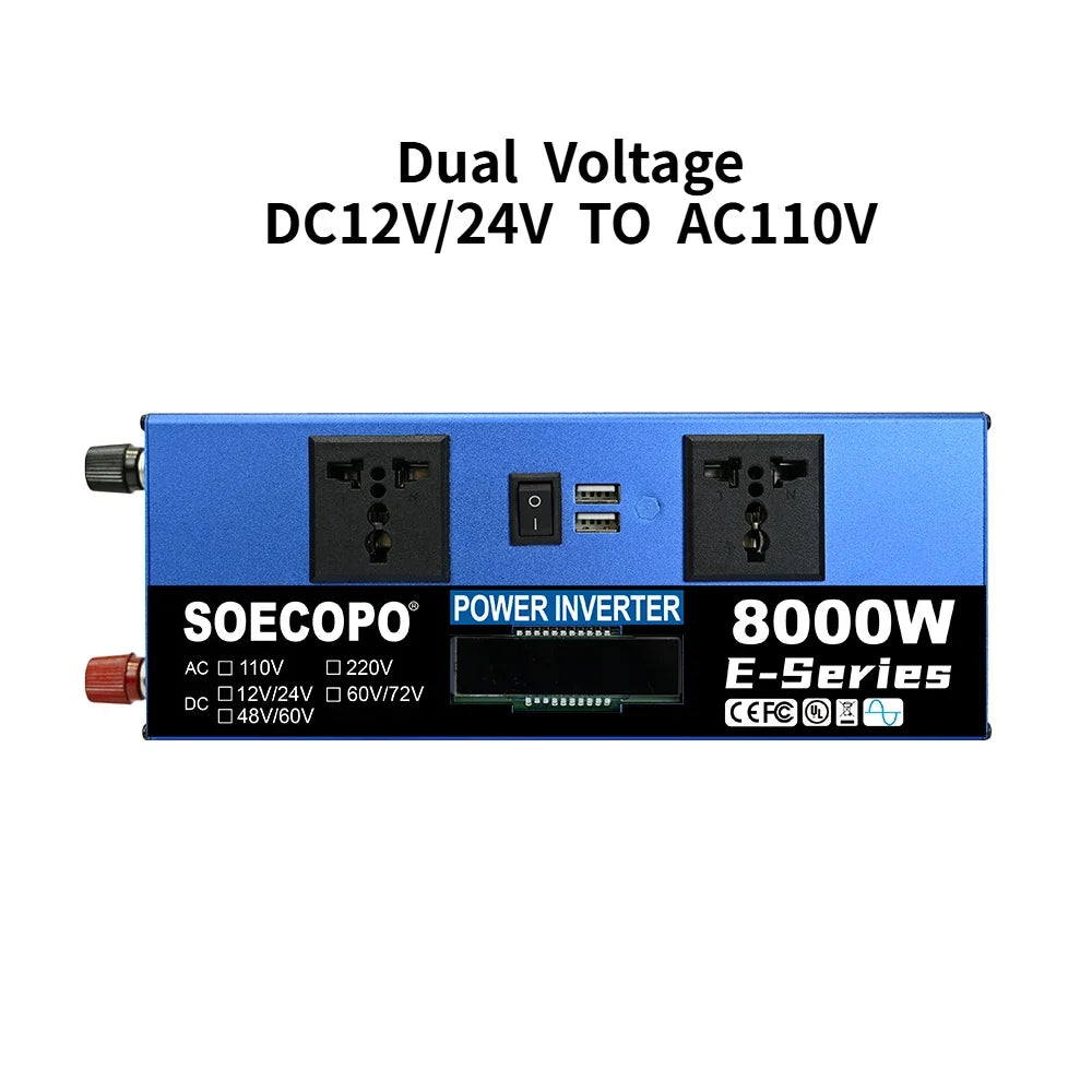 SOECOPO 8000W Solar System DC12V to AC110V/220V 100A MPPT Controller 300W Panel Intelligent Inverter for Home RV Camping CE ROSH Zpaxo only Inverter 110V