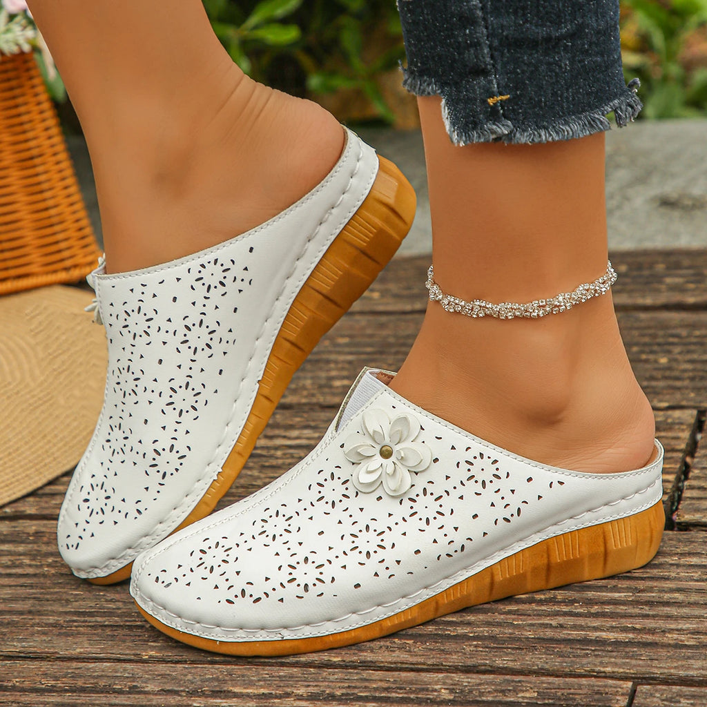 Women Sandals Breathable Hollow Out Mule Slippers Summer Retro Closed Zpaxo