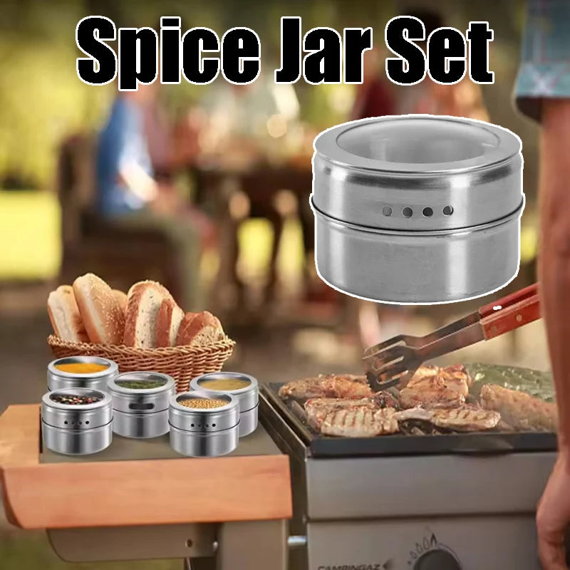 Magnetic Spice Jar Stainless Steel Tins Pepper Spray Tools Seasoning