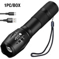 T6 Strong Light Flashlight LED Aluminum Alloy Telescopic Zoom Battery
