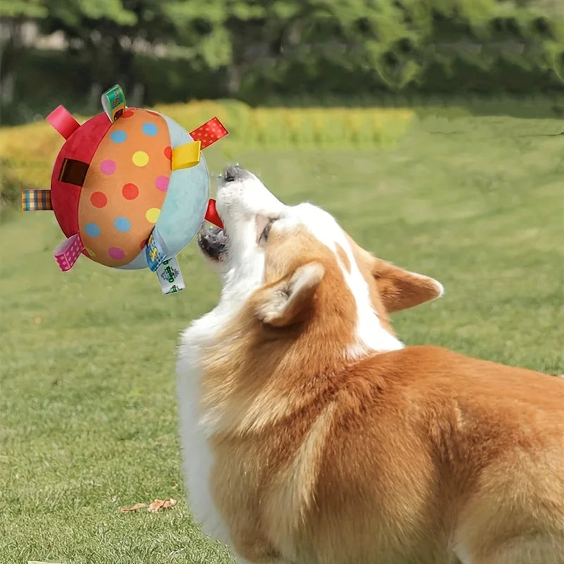 Plush Dog Vocal Toy Ball Funny Interactive Pet Toys Bells Cleaning
