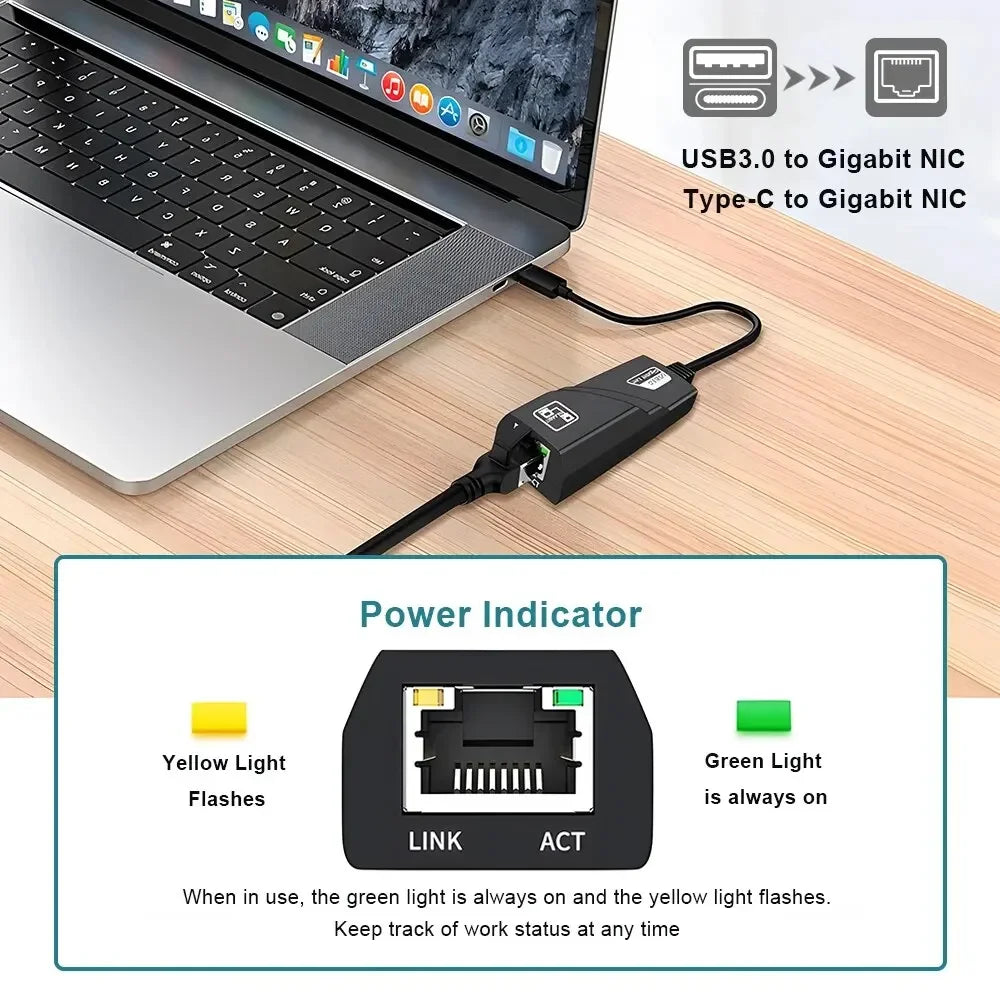 USB 3 0 Gigabit Ethernet RJ45 LAN Network Adapter 10 100 1000 Mbps Zpaxo