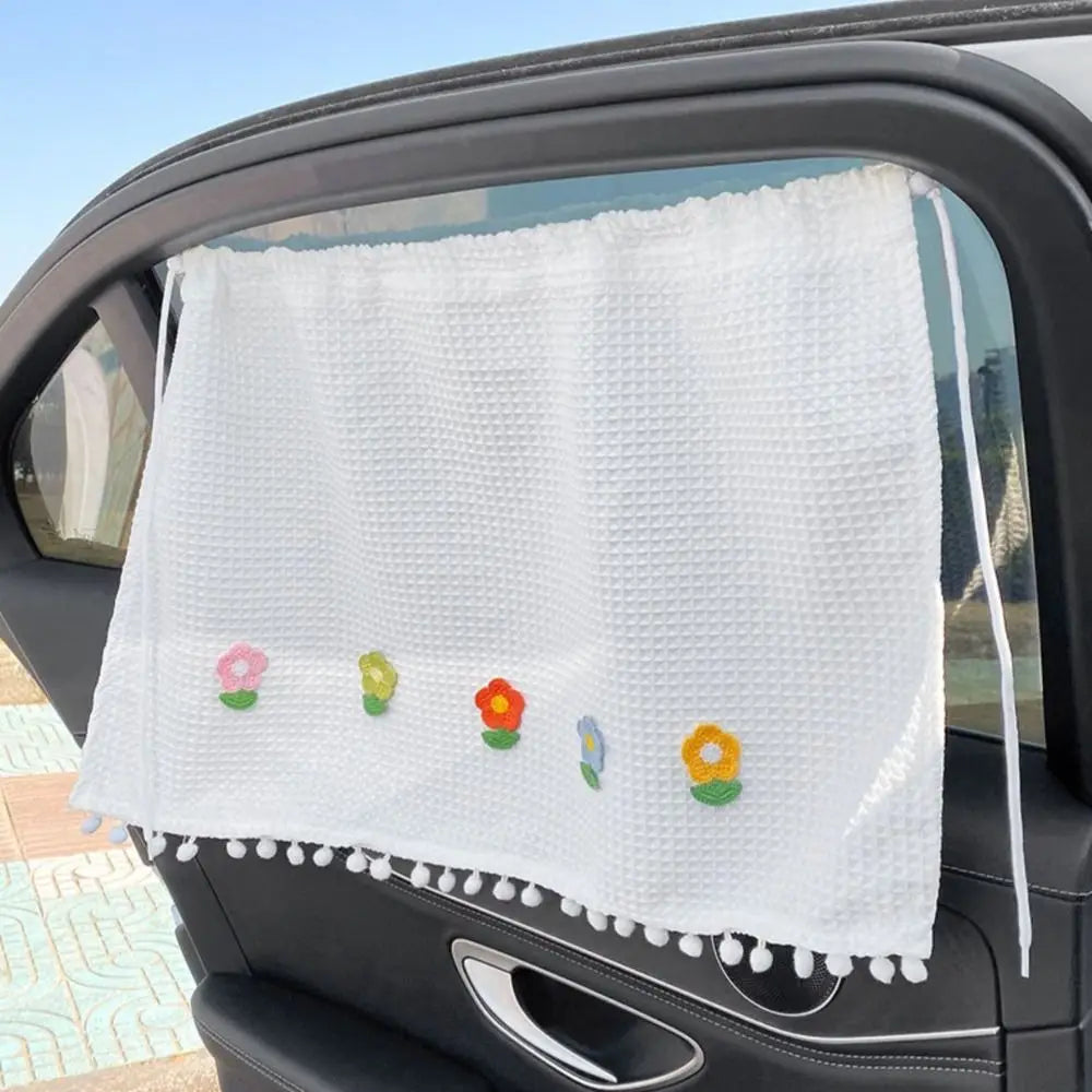 UV Protection Car Sunshade Curtain Universal Waffle Cloth Flower Zpaxo