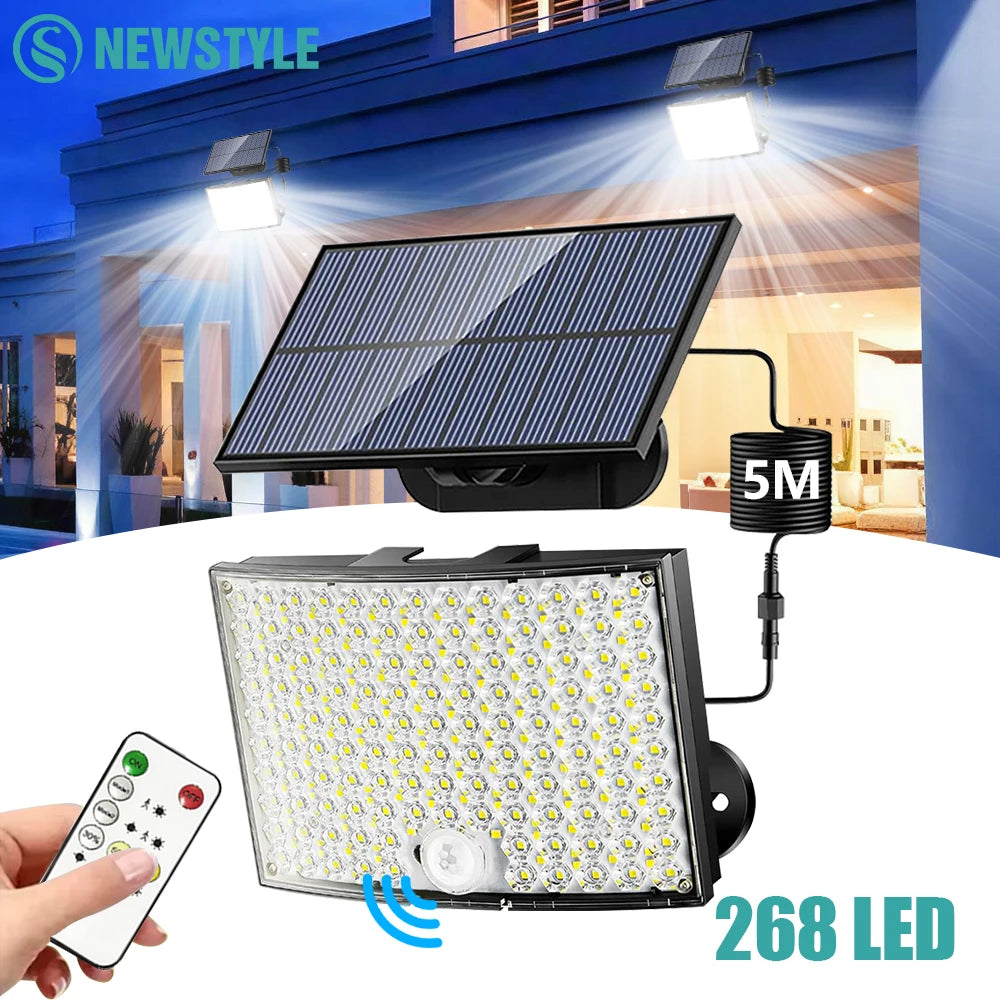 268LED Solar Powered Lights IP65 Waterproof 5 Modes Solar Motion Sensor Flood Lights For Garden Pathway Lighting Zpaxo