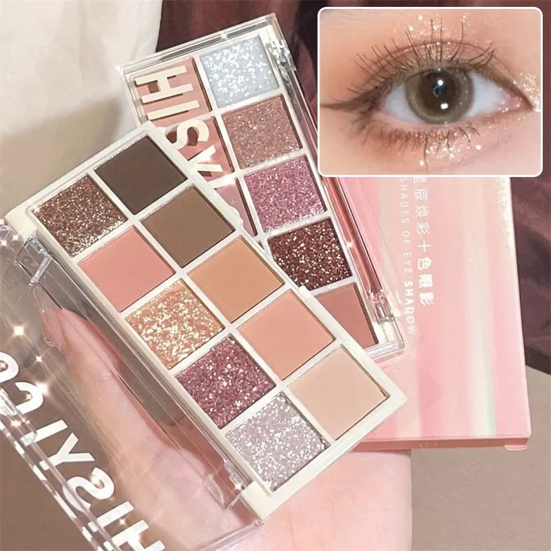 10 Colors Shimmer Matte Eyeshadow Palette Nude Glitter Shiny Pigment Eye Shadow Long Lasting Waterproof Make Up Palette Cosmetic Zpaxo