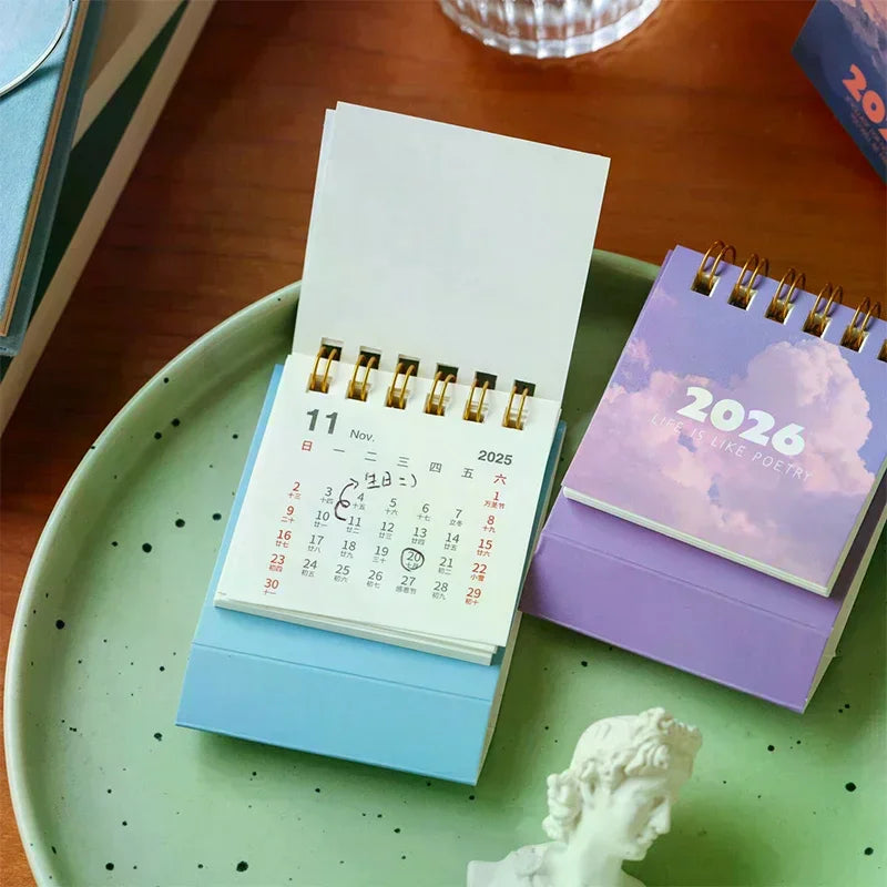 2026 Landscape Mini Desk Calendar Creative Coil Calendar Planner Desktop Ornament Decoration Office Stationery Zpaxo