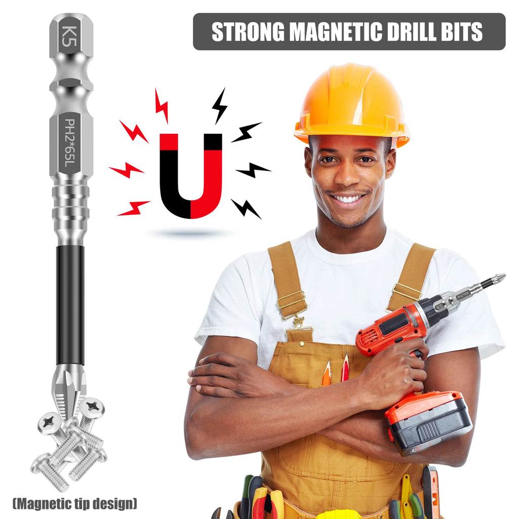 Screwdriver Bit Set Magnetic Hex Shank Impact Anti Slip Double Slot Carbon Steel Long 24/12Pcs For Electric Drill Driver Tools Zpaxo