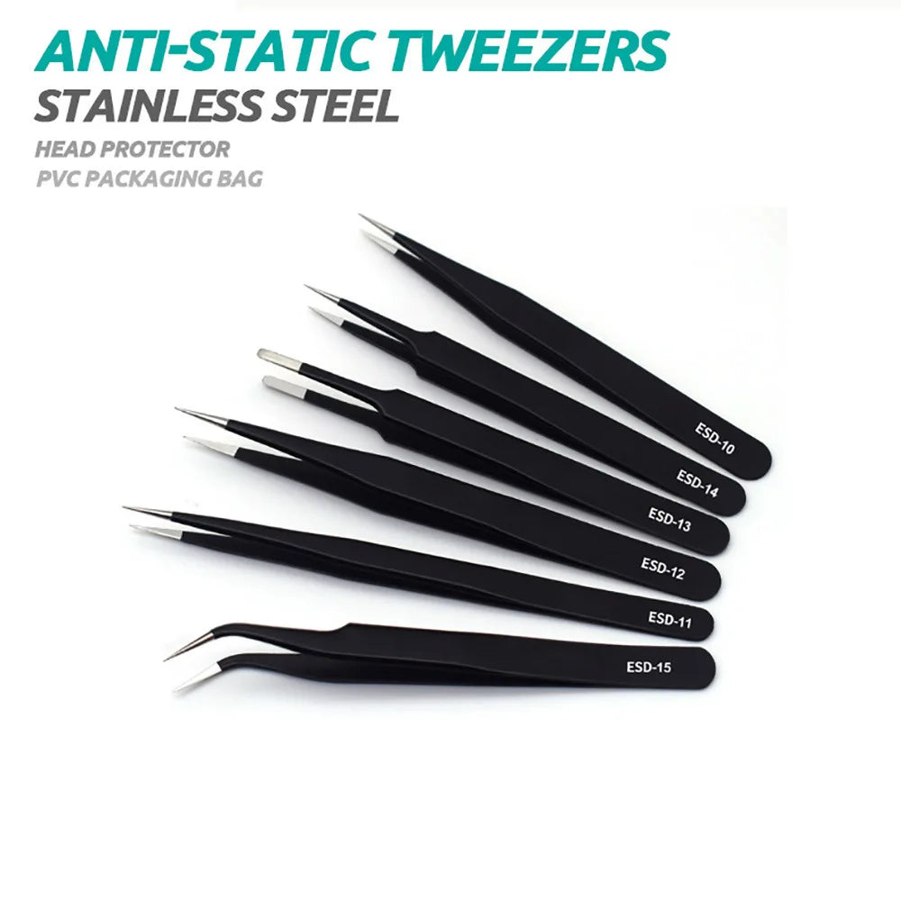 Anti-static Stainless Steel Tweezers Precision Maintenance Industrial Zpaxo