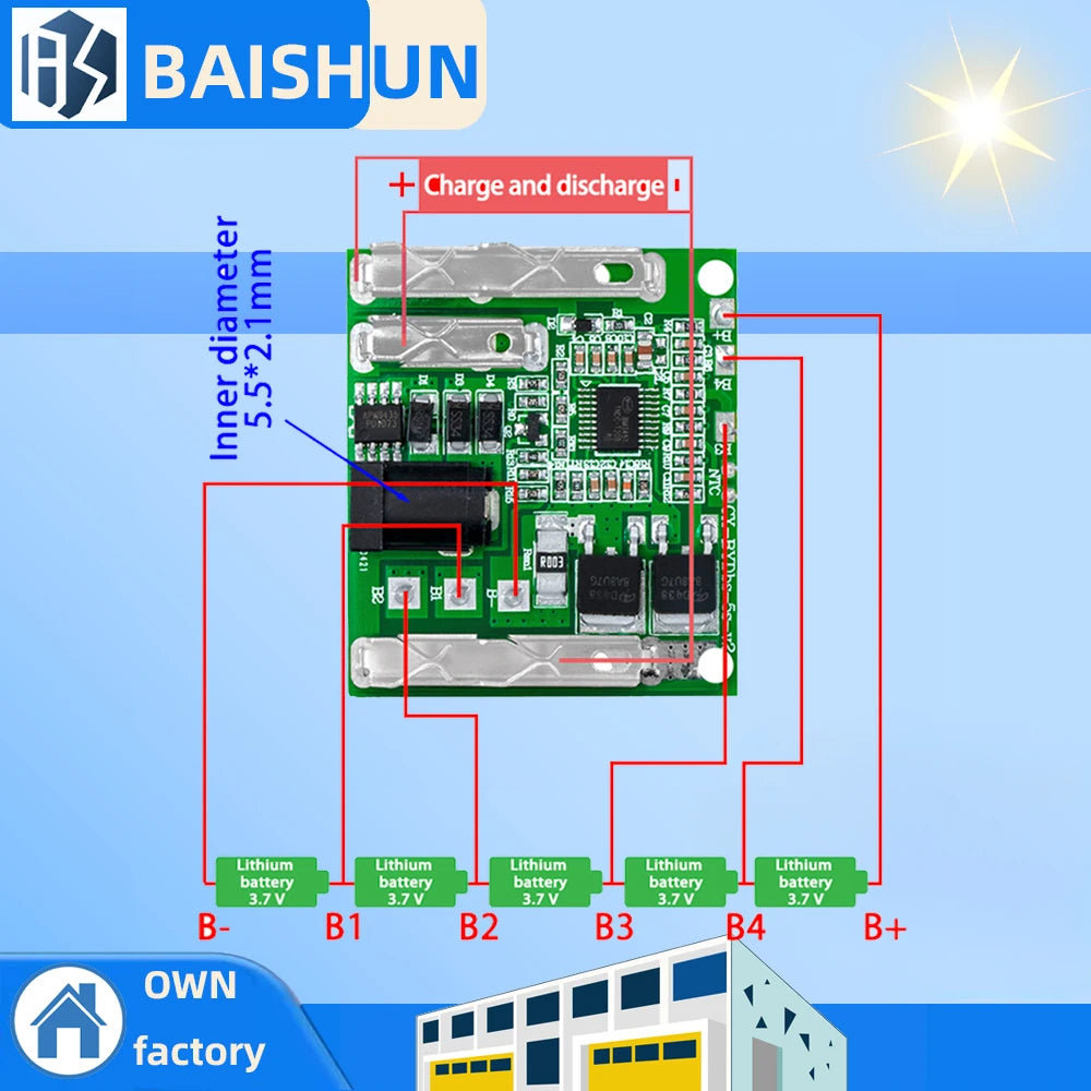 Heavy-Duty 30A 5S Li-Ion BMS Protection Board: 18V-21V with Full Protection for Power Tool Batteries Zpaxo
