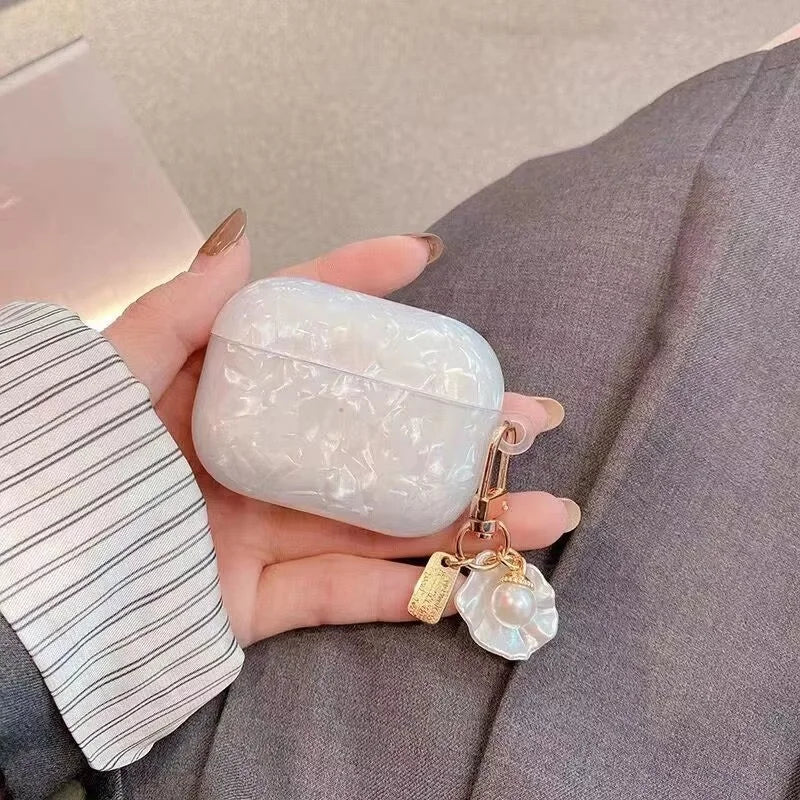 Cute Pearl Earphones Case Airpods 1 2 3 4 Soft Silicone Cover Pendant