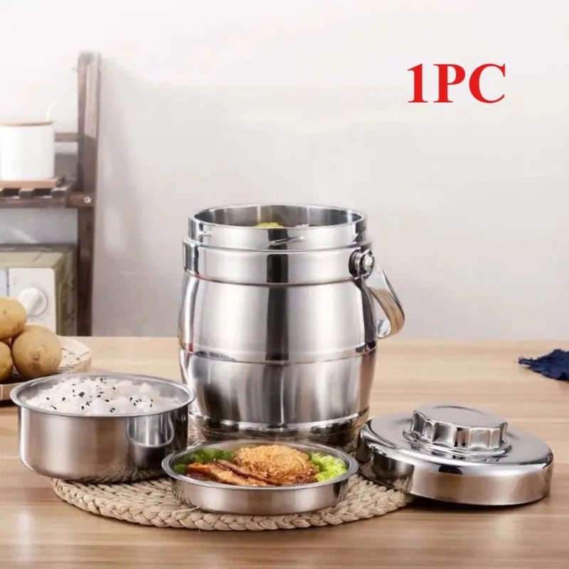 Large Capacity Stainless Steel Thermos Food Jar Foldable Handle