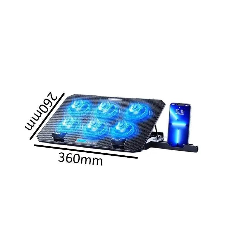 652F Foldable Cooling Pad Laptop Cooling with 6 Quiet Fan Laptop Stand with 2 USB Port Phone Holder for Notebook Accessories Zpaxo