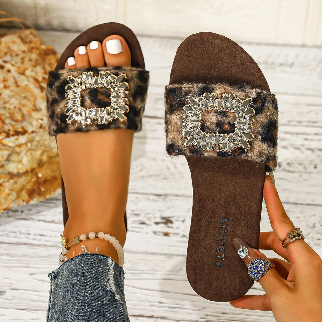 Women Slippers Summer Outdoor Flat Sandals Comfortable Diamond Zpaxo