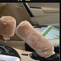 1 Pair Soft Plush Handbrake Cover Warm Thickening Car Solid Grip Zpaxo light brown