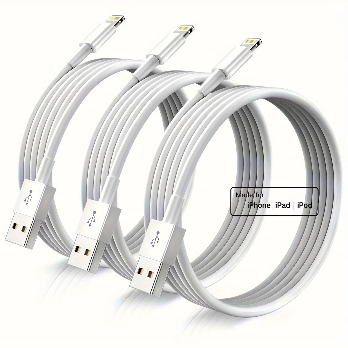 Iphone Charger Cable Lightning Data MFi Certified USB Charging Zpaxo 3PACK Wite 2m