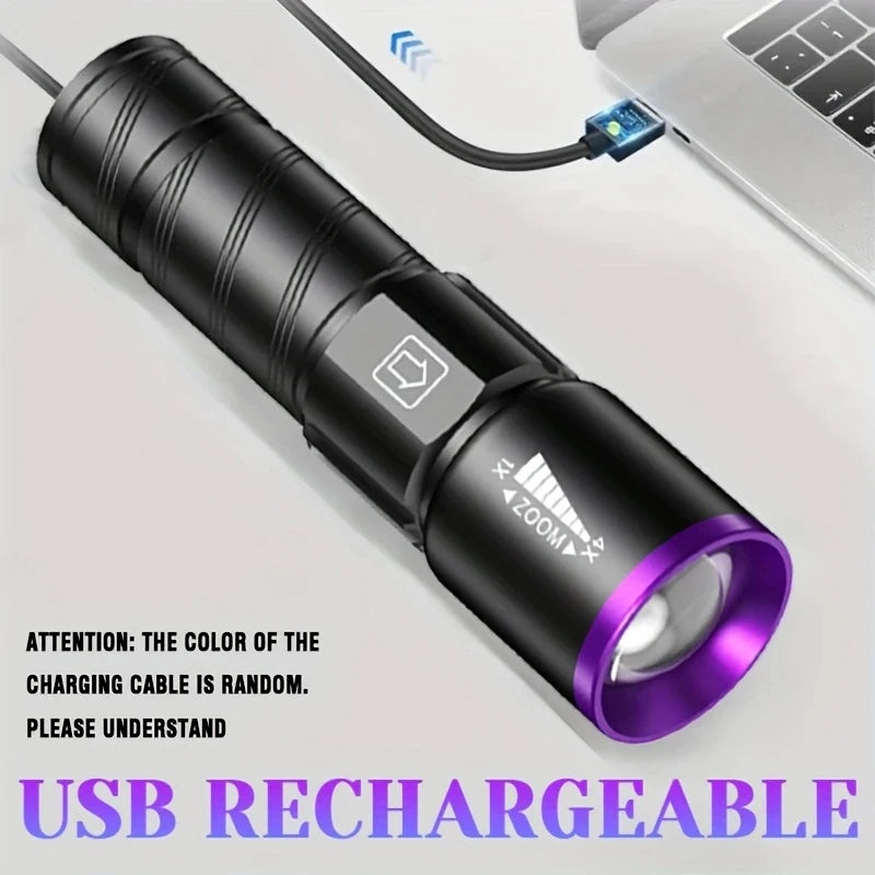 KDULIT UV 395nm Rechargeable Zoomable Flashlight – 3 Modes
