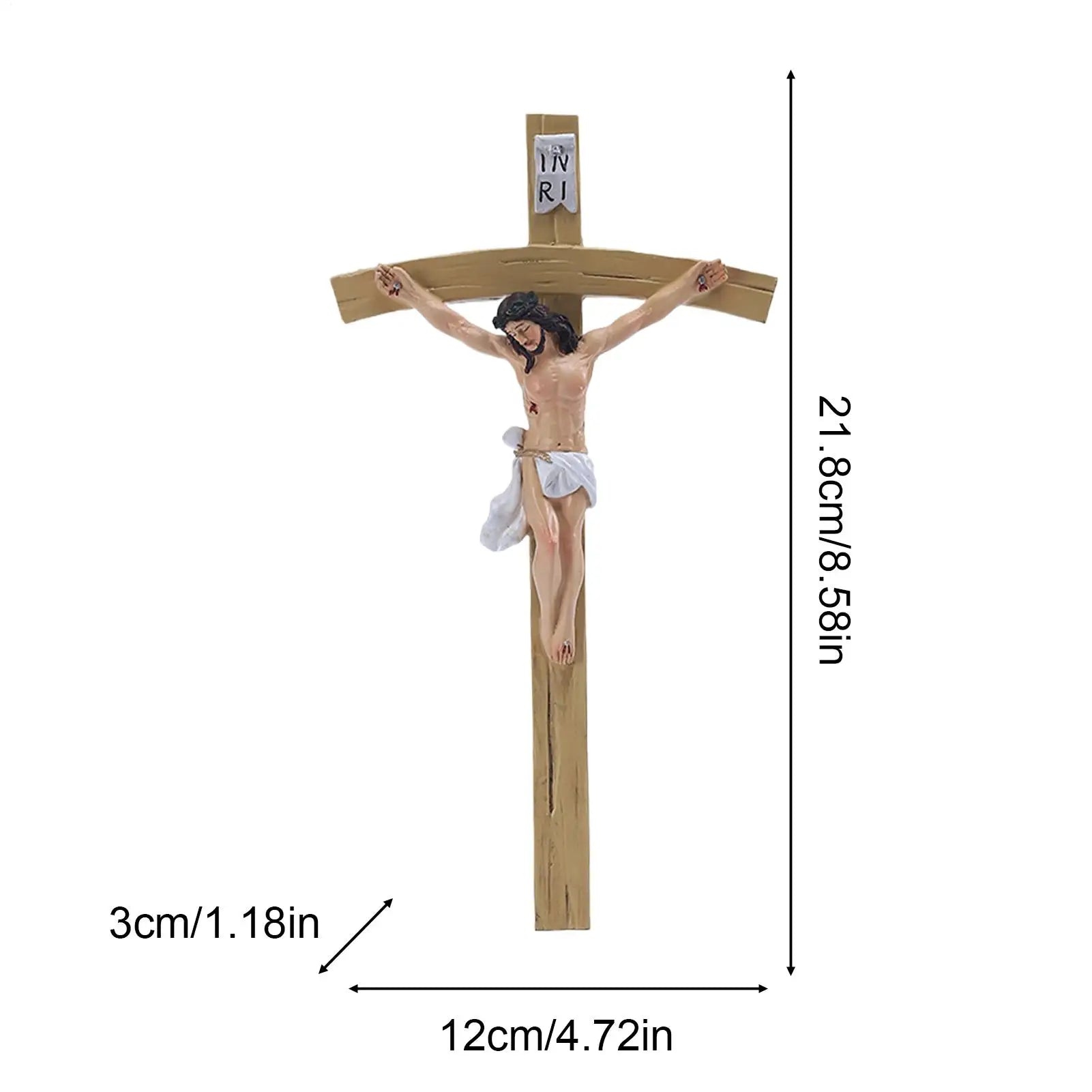 Jesus Cross Classic Catholic Religious Hand Painted Resin Decor Religious Wall Decor for Home Door Front Desk Display Zpaxo