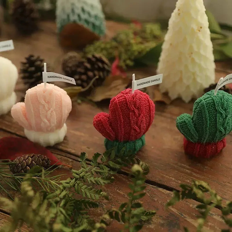 Winter Christmas Scented Candles Atmosphere Mini Wool Gloves Shape Zpaxo