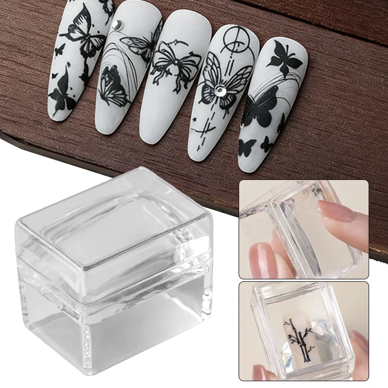 Nail Stamper Plates French Manicure Square Transparent Silicone